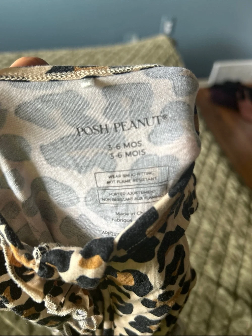 Posh Peanut Leopard Ruffle Zip Footed Pajamas - Cream, Brown, Black